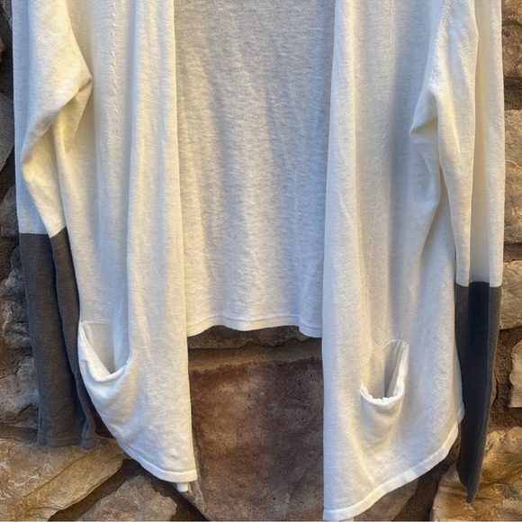 Toad & Co Linen Blend Postcard Cardigan Long Sleeve Size XL White Grey - Picture 3 of 9